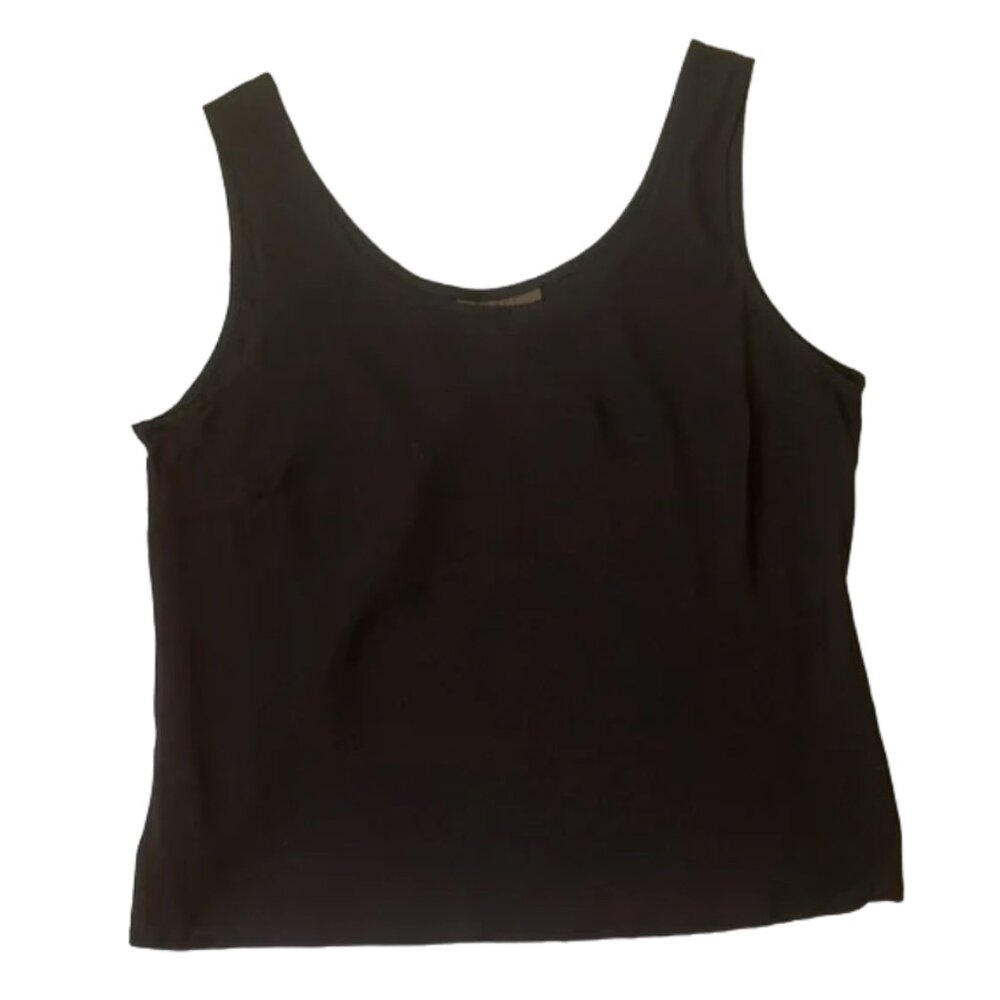 NWOT Harari black 100% silk tank top shell cami size L